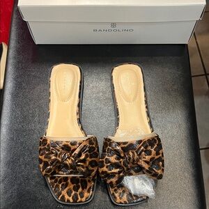 Bandolino Leopard Bow Slide Sandals